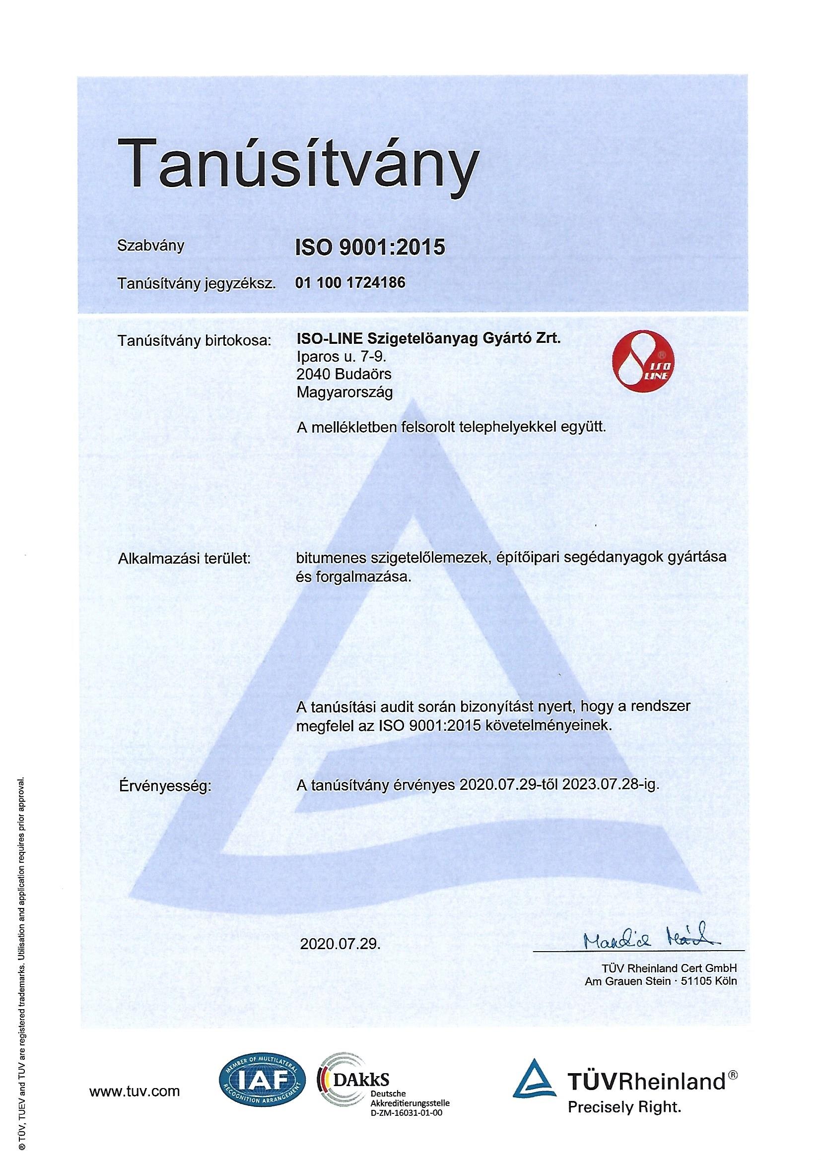 ISO-9001:2015 aktuális